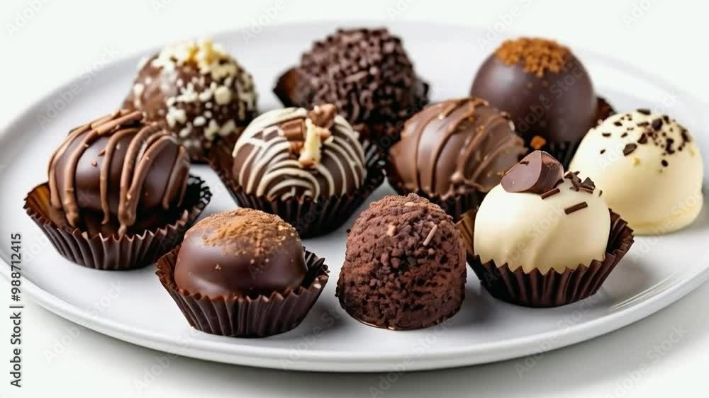 A Close-Up View of Delicious Chocolate Truffles in a White Plate A Close-Up View of Delicious Chocolate Truffles in a White Plate