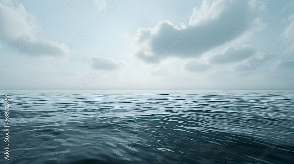 Obraz premium Tranquil Ocean Horizon with Cloudy Sky