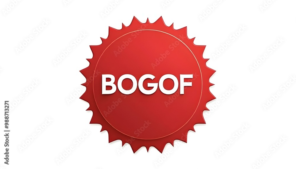 BOGOF Buy One Get One Free red sticker badge isolated on a white background BOGOF Buy One Get One Free red sticker badge isolated on a white background