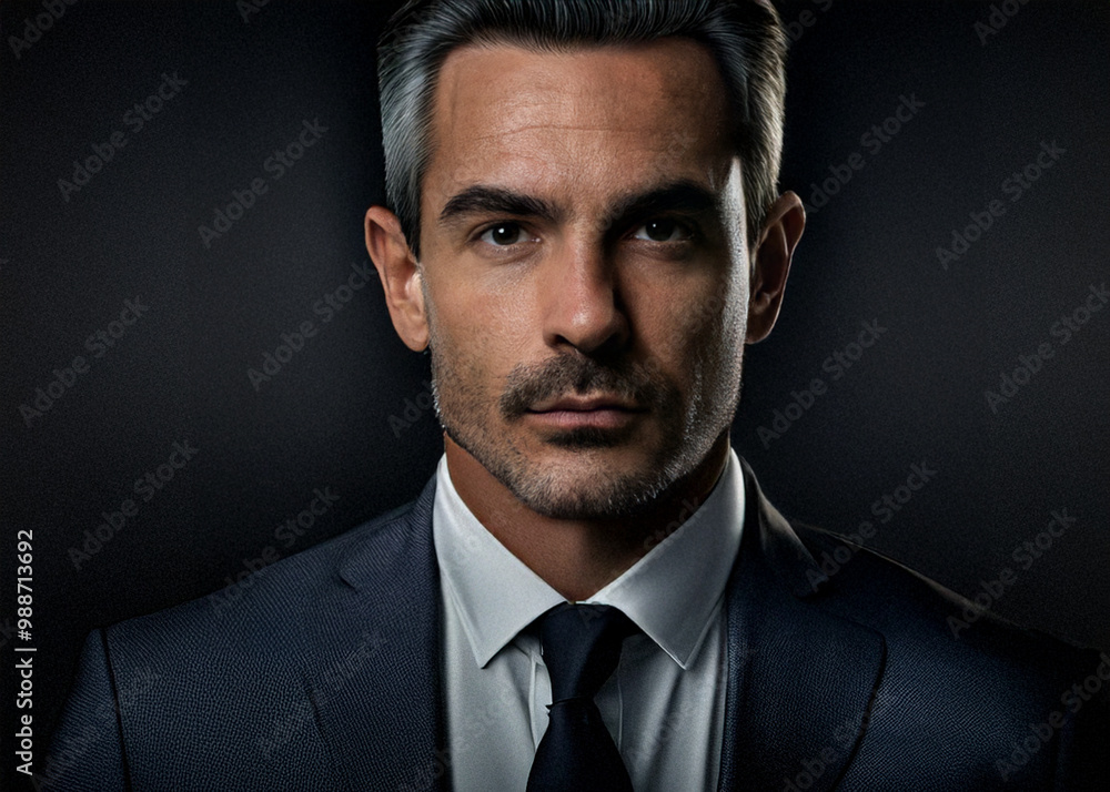 Focused CEO in Suit, Projecting Leadership and Power. Focused Corporate Leader with a Strong, Determined Gaze, Emphasizing Authority Focused CEO in Suit, Projecting Leadership and Power. Focused Corporate Leader with a Strong, Determined Gaze, Emphasizing Authority