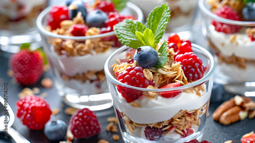 Delicious Granola Parfait with Fresh Berries and Yogurt Delicious Granola Parfait with Fresh Berries and Yogurt