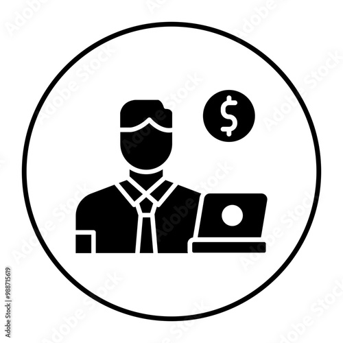 Freelancer Male vector icon. Can be used for Home Based Business iconset.