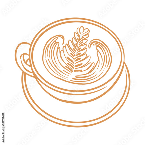 Rosetta Latte Art Coffee Drawing