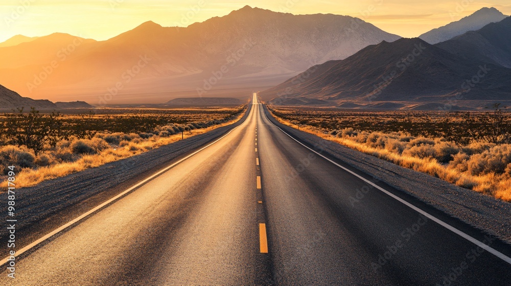 Captivating Long Stretch of Highway at Sunset Captivating Long Stretch of Highway at Sunset