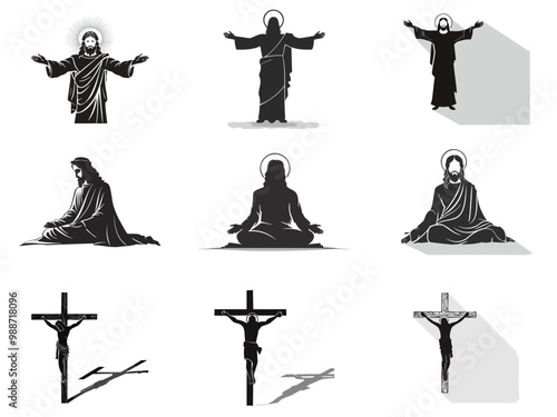 Jesus icons Black-White