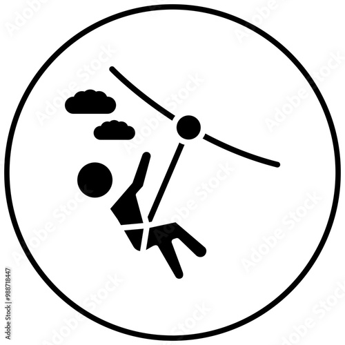 Zip Line vector icon. Can be used for Outdoor Fun iconset.