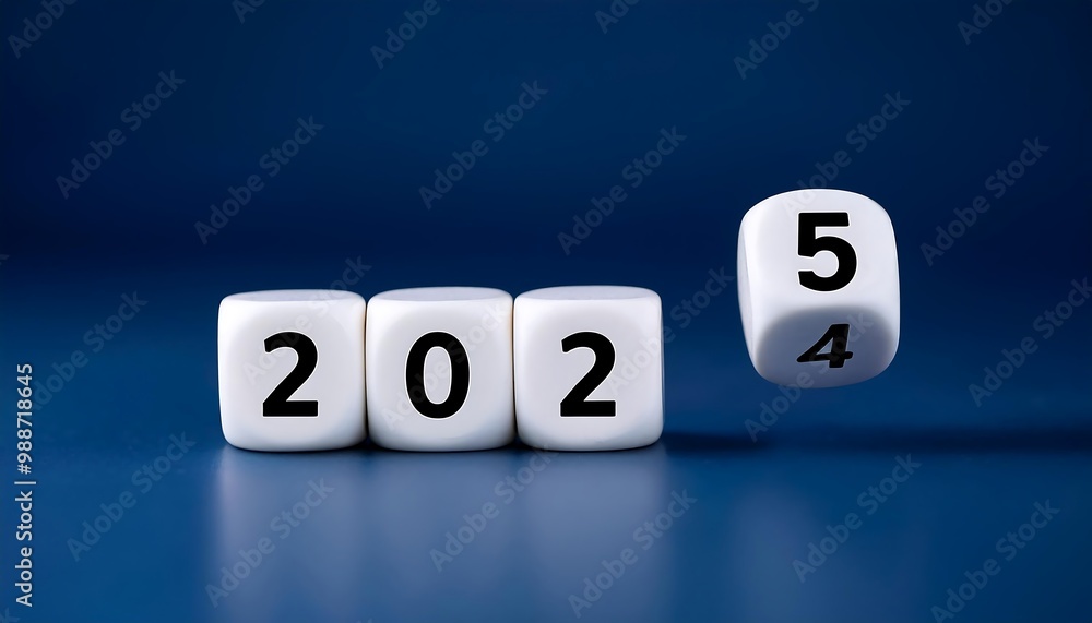 symbol new era flipping white dice cubes dark blue minimalist background symbol new era flipping white dice cubes dark blue minimalist background