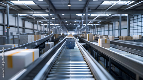 Conveyor Belt System In Modern Warehouse - Industrial Automation