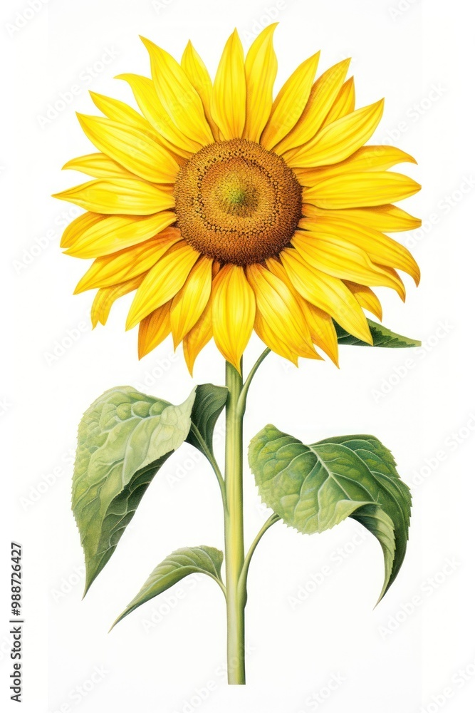 Fototapeta premium Sunflower plant white background inflorescence.