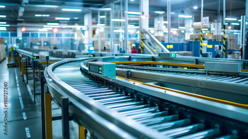 Conveyor Belt System in a Modern Factory