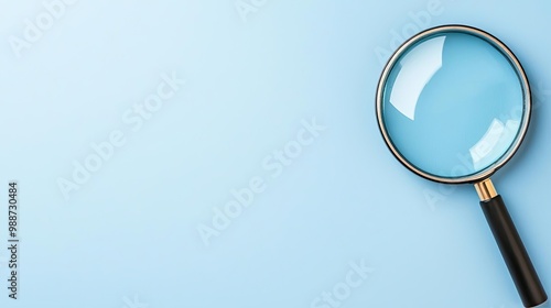 Wallpaper Mural A close-up view of a magnifying glass on a blue background, symbolizing investigation, research, and discovery. Torontodigital.ca