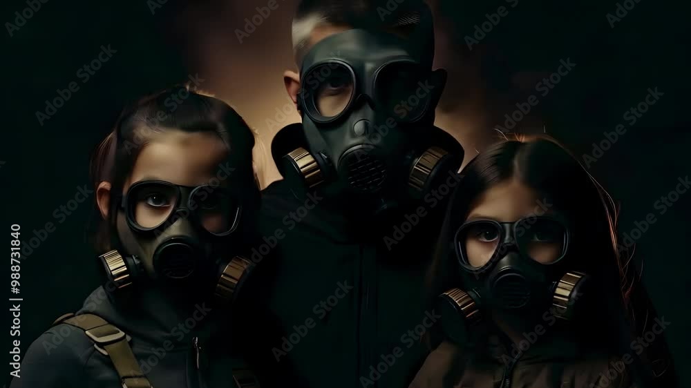 Video recreation of childrens with survival gas masks
Video recreation of childrens with survival gas masks