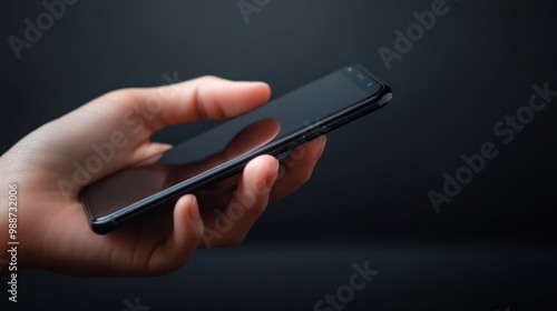 Finger setting the phone with dark background