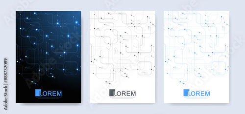 Abstract digital technology cover template design for a report and brochure, flyer, leaflets, poster, header, banner, website, presentation. Vector illustration