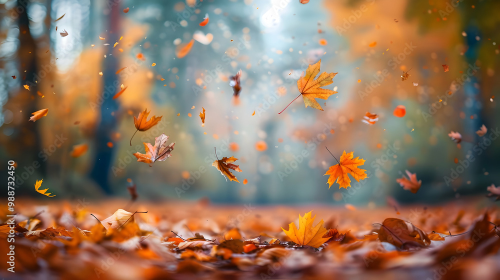 Autumn Leaves Falling in a Forest - Nature Photography Autumn Leaves Falling in a Forest - Nature Photography