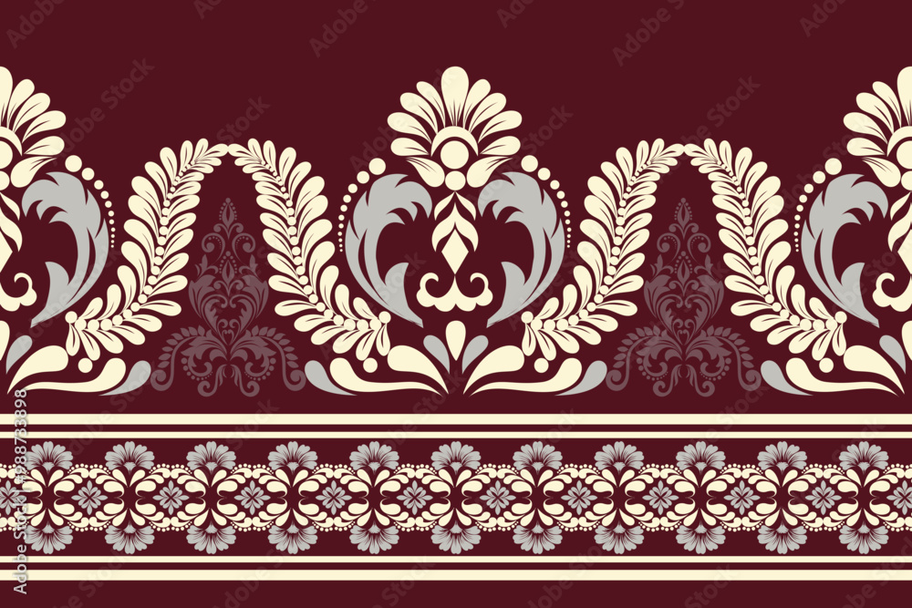 Seamless damask pattern with a classic floral design.African embroidery patterns, paisley, boho, floral ikat, ethnic floral designs, ikat sari, ikat patterns and ethnic patterns.
Seamless damask pattern with a classic floral design.African embroidery patterns, paisley, boho, floral ikat, ethnic floral designs, ikat sari, ikat patterns and ethnic patterns.