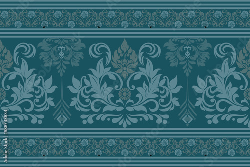 Seamless damask pattern with a classic floral design.African embroidery patterns, paisley, boho, floral ikat, ethnic floral designs, ikat sari, ikat patterns and ethnic patterns.
