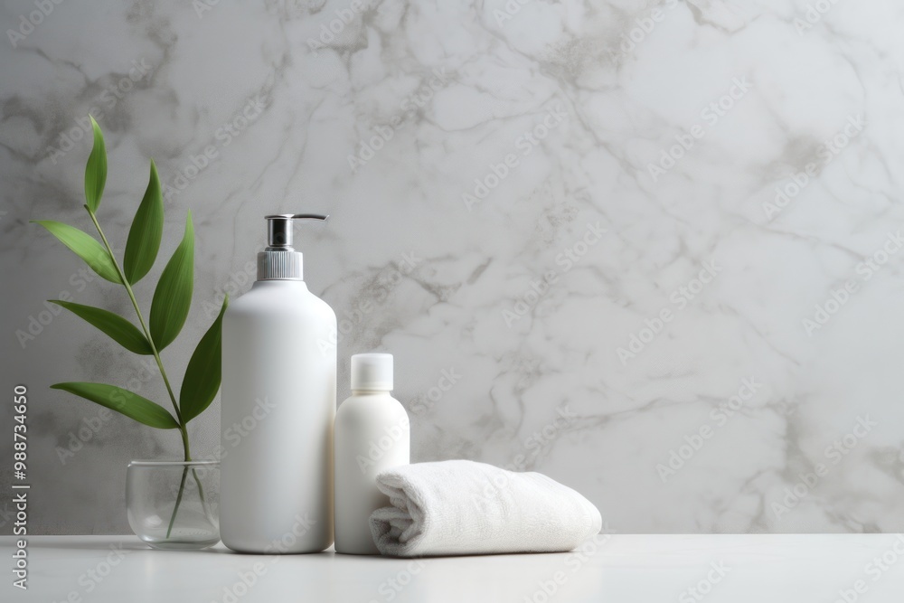 Spa products bottle towel plant. Spa products bottle towel plant.