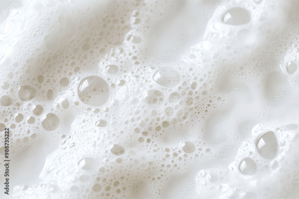 Close-up texture of white foam with bubbles Close-up texture of white foam with bubbles