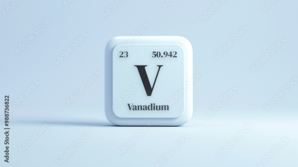 A simple icon of the chemical element Vanadium on a white background from the periodic table elements. A simple icon of the chemical element Vanadium on a white background from the periodic table elements.
