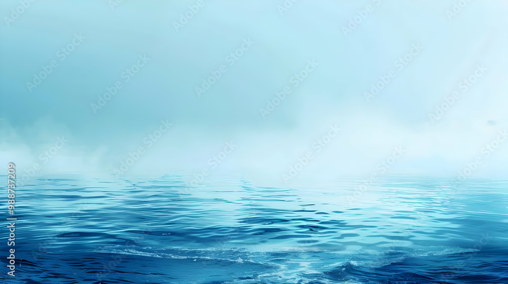 Tranquil Ocean Landscape: Blue Water, Mist, and Sky Tranquil Ocean Landscape: Blue Water, Mist, and Sky