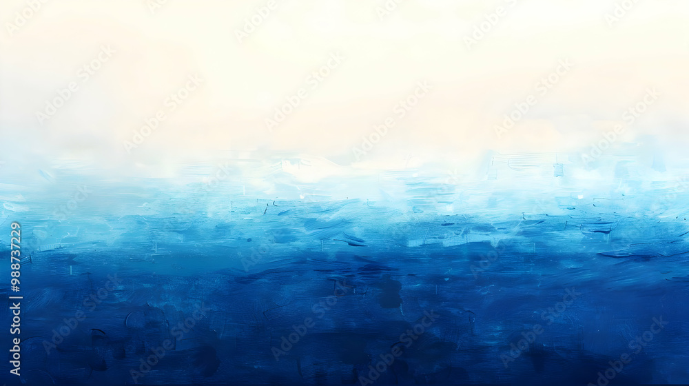 Abstract Blue Sky and Ocean Horizon Painting
