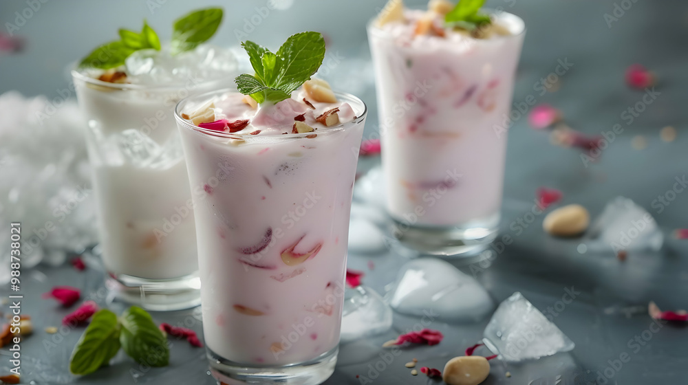 Refreshing Rose Milk with Almond and Mint Refreshing Rose Milk with Almond and Mint