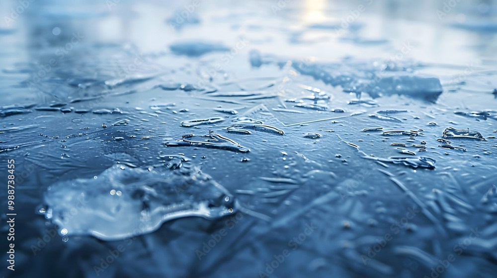 Frozen Lake Surface: A Close-Up View of Ice Crystals