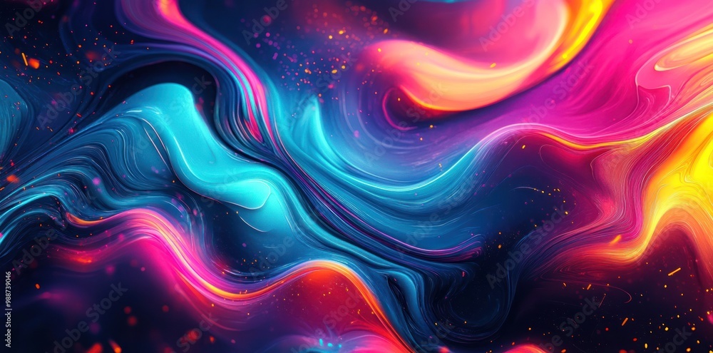 Abstract Swirling Liquid with Glittering Particles in Vibrant Colors Abstract Swirling Liquid with Glittering Particles in Vibrant Colors