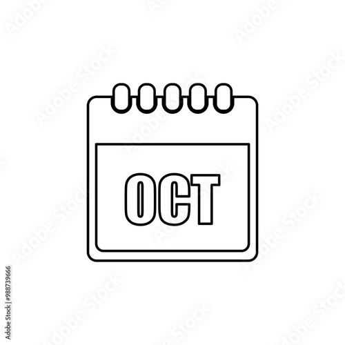 calendar icon on a white background, October, vector illustration