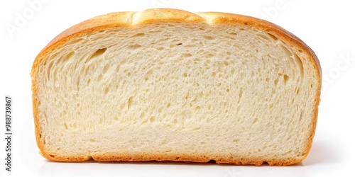 Bread loaf sliced, white on white, end view, various bread slice thicknesses photo