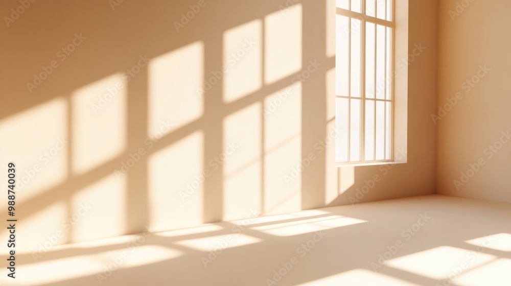 Fototapeta premium Interior space with natural light streaming through windows.
