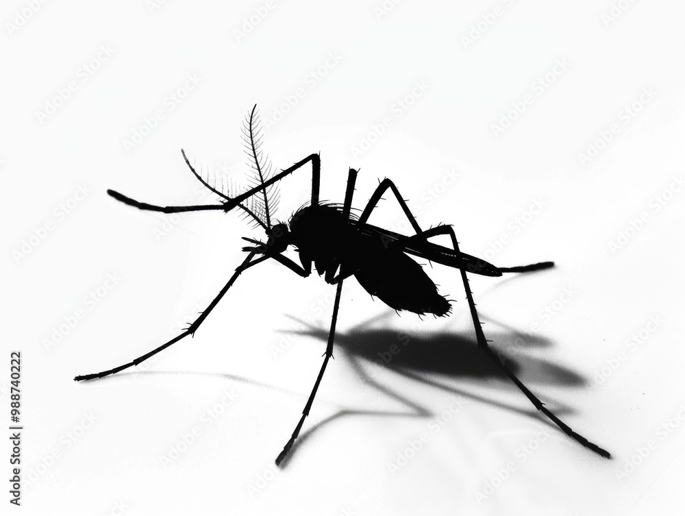 Shadow of mosquito on white background. Vector illustration. Shadow of mosquito on white background. Vector illustration.