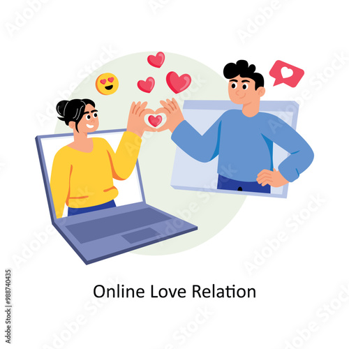 Online Love Relation concepts style illustration. EPS 10 File