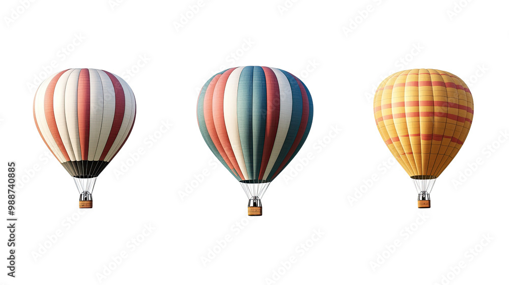 Fototapeta premium Colorful hot air balloons flying high in the sky, symbolizing adventure and freedom in travel and exploration