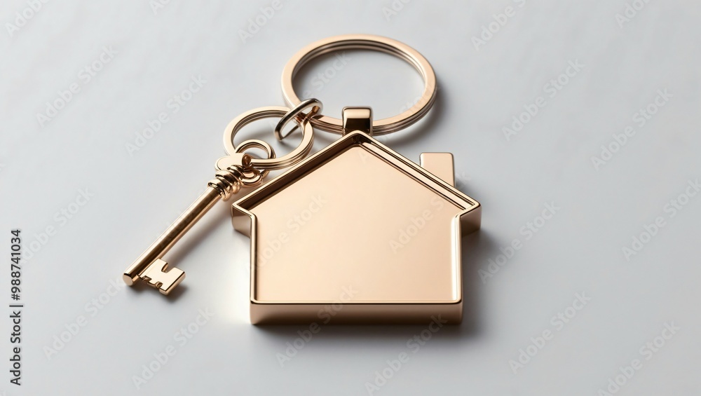 Minimalist House-shaped Keychain for Real Estate Branding, Ai generated Images Minimalist House-shaped Keychain for Real Estate Branding, Ai generated Images