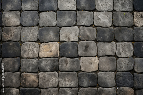 Processed collage of pavement cobble stones surface texture. Background for banner, backdrop