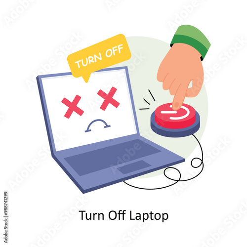Turn Off Laptop  concepts style illustration. EPS 10 File