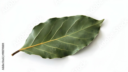 Close-up of a Single Bay Leaf on White Background