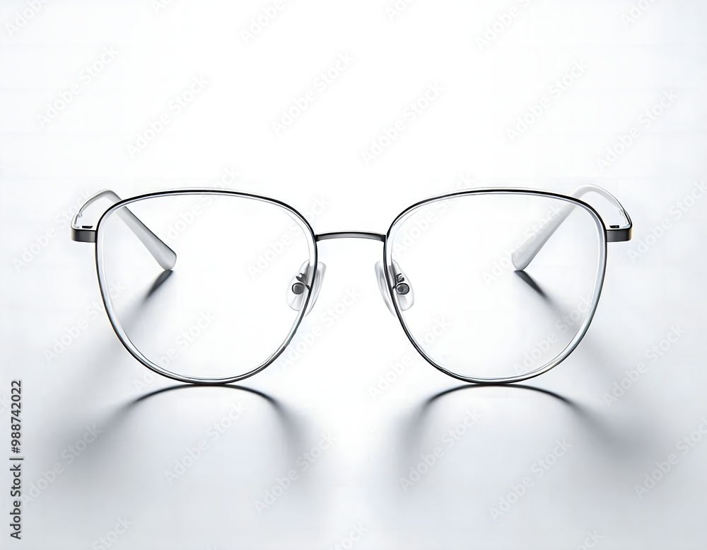 Thin Eyeglass Frame with a Minimalist Design on a White Background Thin Eyeglass Frame with a Minimalist Design on a White Background