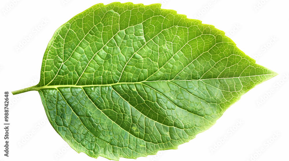 Obraz premium Close-Up of a Green Leaf with Detailed Veins