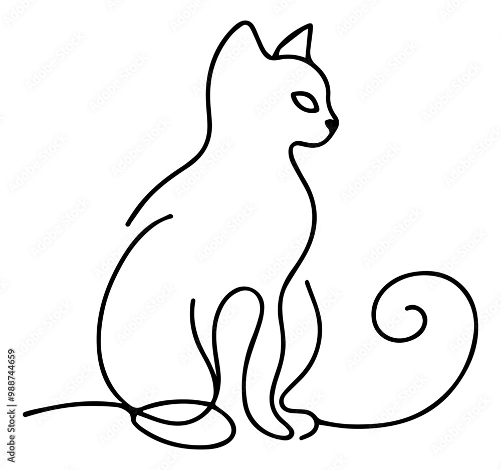 Minimalist Cat Line Art Vector - Simple Continuous Line Drawing of a Cat Minimalist Cat Line Art Vector - Simple Continuous Line Drawing of a Cat