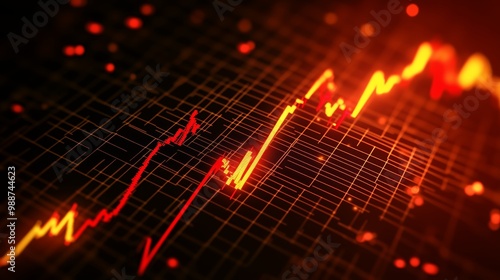 Wallpaper Mural Dynamic financial market chart featuring upward trend with vibrant colors and gridlines representing data analysis Torontodigital.ca