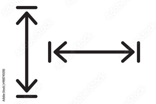 Editable width and hight icon signs. Simple flat vector design element.