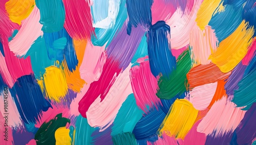 Abstract Painting with Colorful Brushstrokes