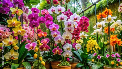 Exquisite displays of vibrant orchids showcase their mesmerizing colors, textures, and forms in a breathtaking botanical exhibition of diversity and beauty.