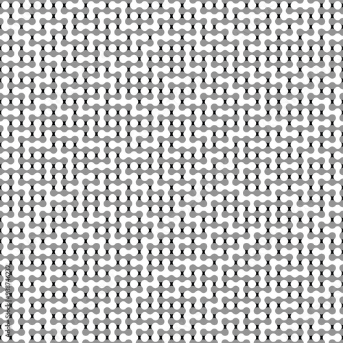 Seamless black and white metaball conection, abstract background, connected dots, vector design