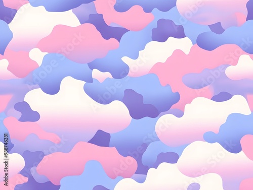 Pastel Cloud Pattern in Pink, Blue, and Purple