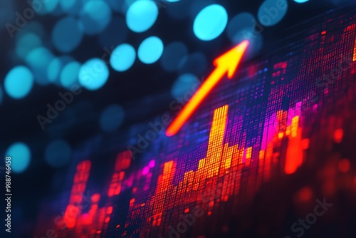 Wallpaper Mural Vibrant Financial Data Analysis With Neon Bokeh and Rising Arrow Graph Torontodigital.ca