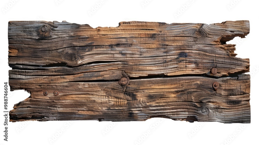 Naklejka premium Distressed Banner. Old Retro Wood Plank Sign with Isolated Background